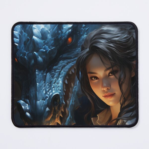 Item preview, The Enchanting Embrace: A Beautiful Woman and Her Blue Dragon designed and sold by oanaunciuleanu.