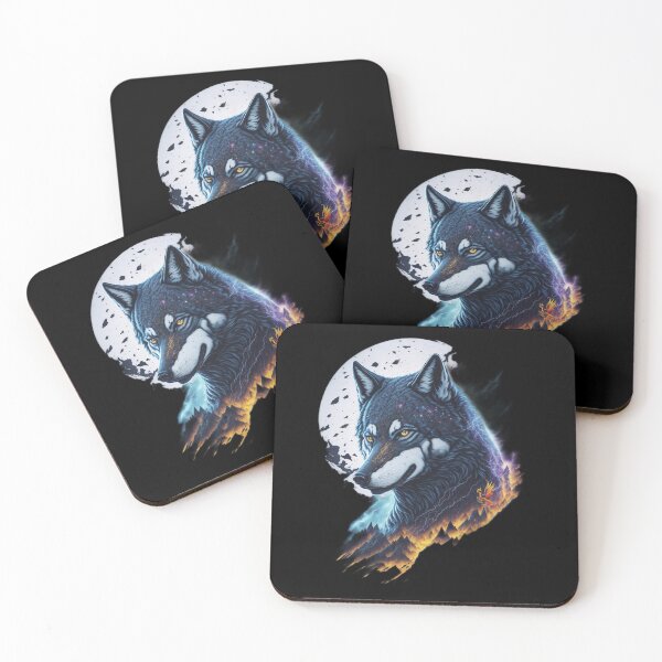 Item preview, Elemental Moon Wolf (Black) designed and sold by AmaziaCo.