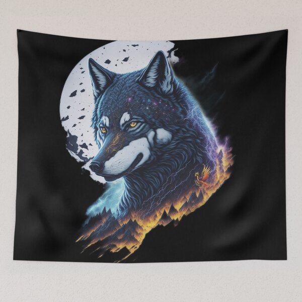 Item preview, Elemental Moon Wolf (Black) designed and sold by AmaziaCo.