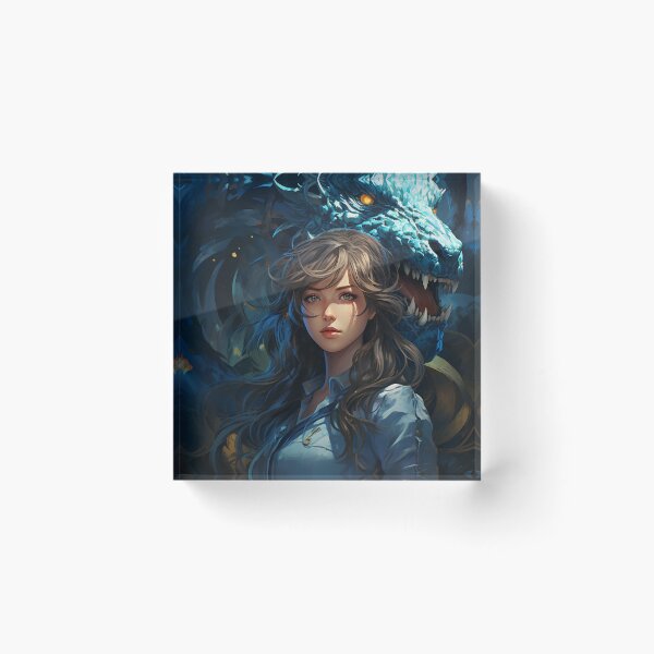 Item preview, The Enchanting Embrace: A Beautiful Woman and Her Blue Dragon designed and sold by oanaunciuleanu.
