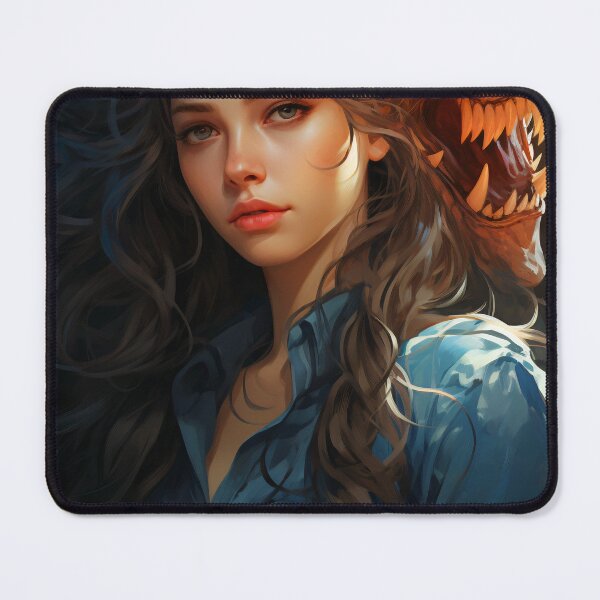 Item preview, The Enchanting Embrace: A Beautiful Woman and Her Blue Dragon designed and sold by oanaunciuleanu.
