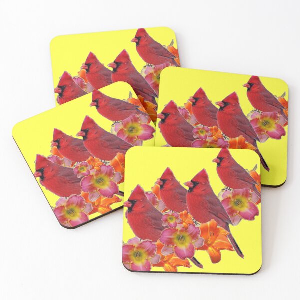Item preview, CARDENALES ROJOS ESTAMPADO FLORAL MEDLY AMARILLO ARTE designed and sold by sharlesart.