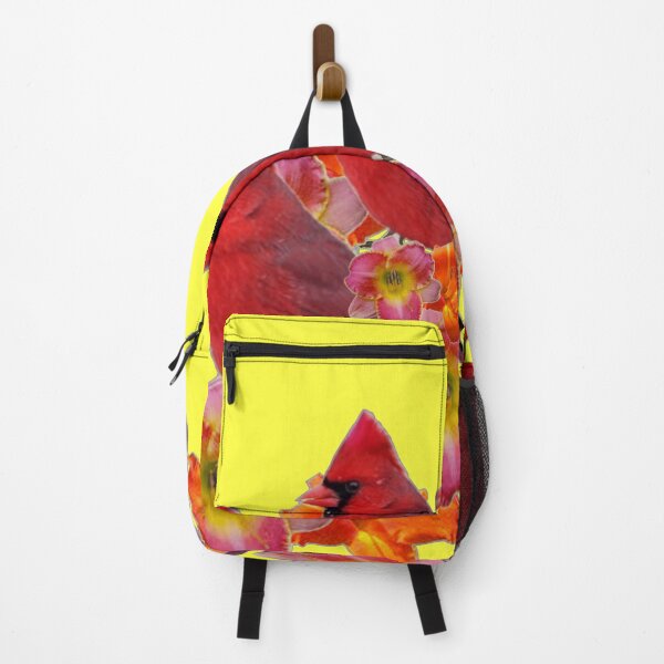 Item preview, RED CARDINALS FLORAL PATTERN MEDLY YELLOW ART designed and sold by sharlesart.