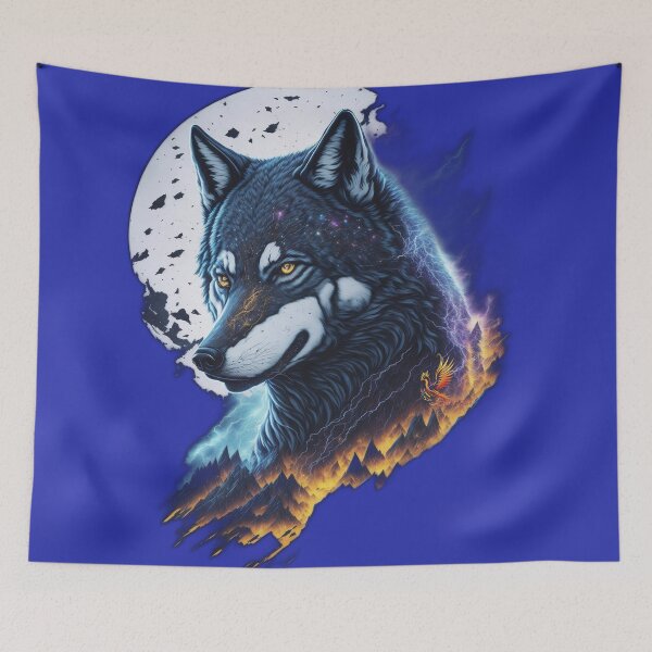Item preview, Elemental Moon Wolf (Blue) designed and sold by AmaziaCo.