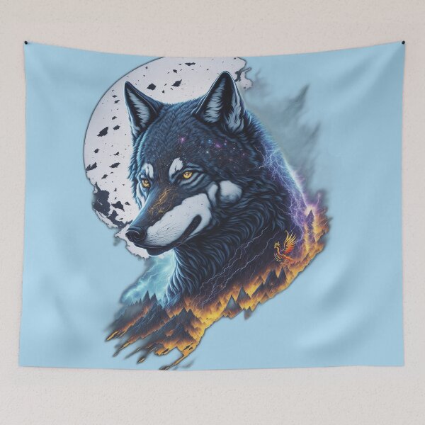Item preview, Elemental Moon Wolf (Light Blue) designed and sold by AmaziaCo.