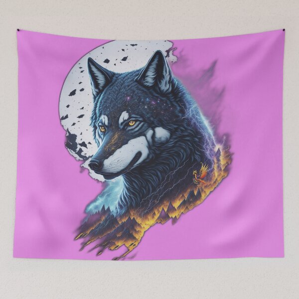 Item preview, Elemental Moon Wolf (Pink) designed and sold by AmaziaCo.