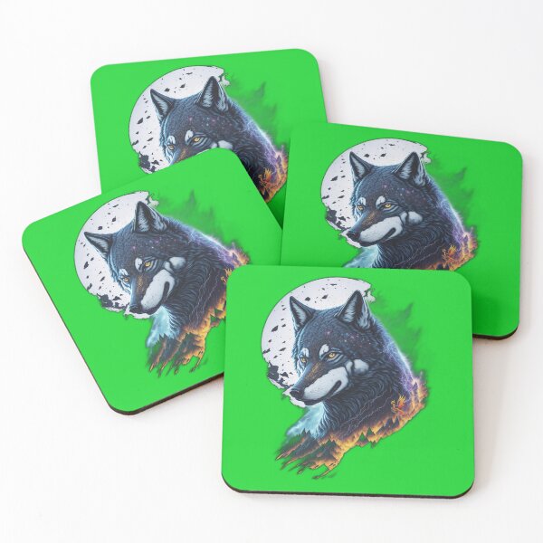 Item preview, Elemental Moon Wolf (Green) designed and sold by AmaziaCo.