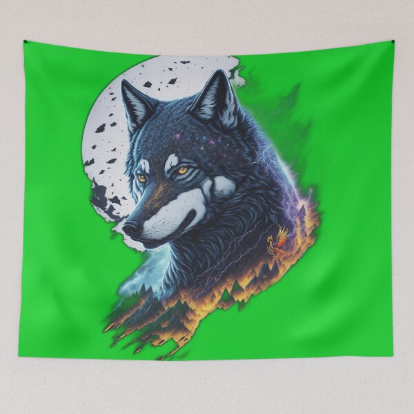 Item preview, Elemental Moon Wolf (Green) designed and sold by AmaziaCo.