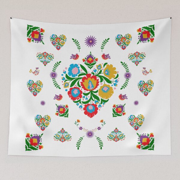 Item preview, Kalocsai folk art colorful full flowers pattern designed and sold by Kormix.