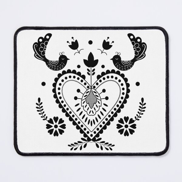 Item preview, Kalocsai folk art black heart and birds designed and sold by Kormix.