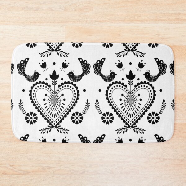 Item preview, Kalocsai folk art black heart and birds  designed and sold by Kormix.