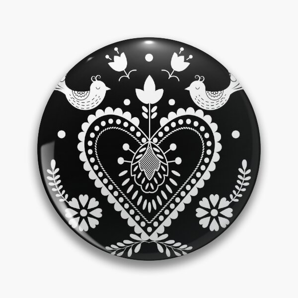 Item preview, Kalocsai folk art white heart and birds  designed and sold by Kormix.