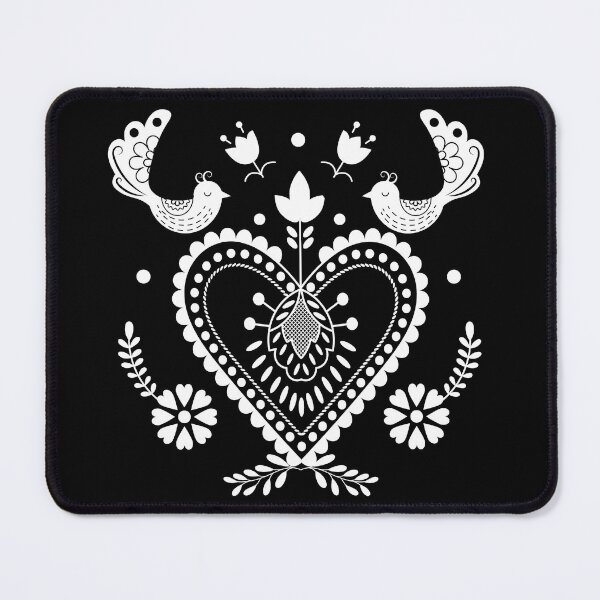 Item preview, Kalocsai folk art white heart and birds  designed and sold by Kormix.
