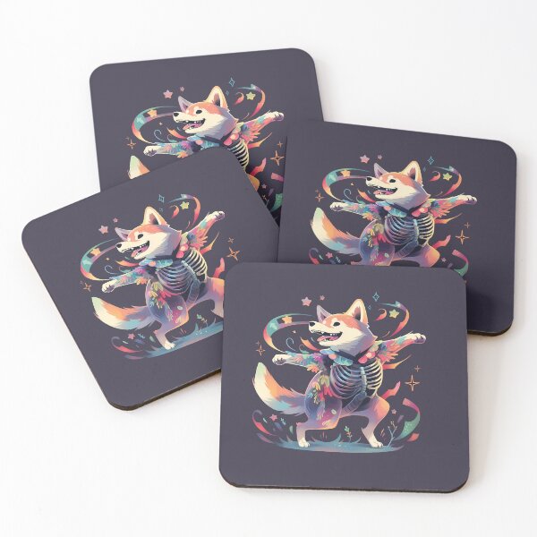 Item preview, Dancing Skeleton Rainbow Shiba Inu. Dead and Fabulous. designed and sold by lunaticbear.