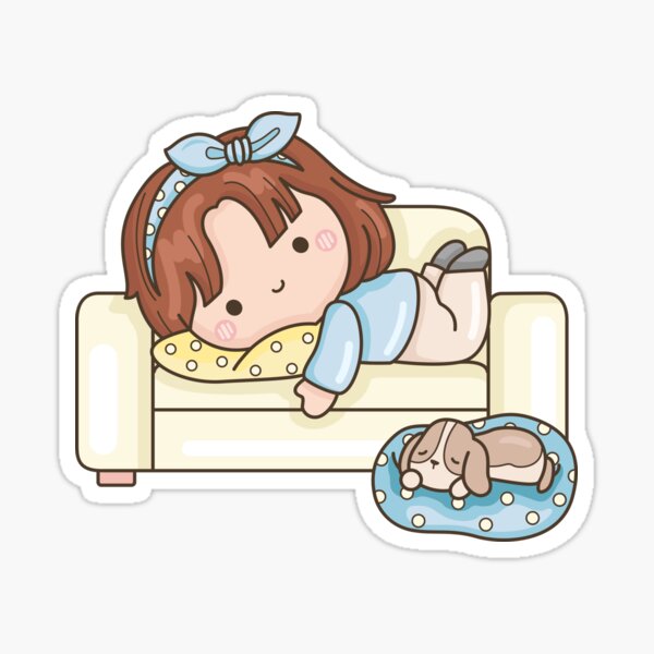 Girl Chills on the Couch Sticker