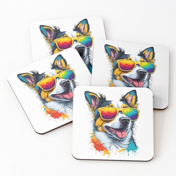 Item preview, A colorful happy dog with rainbow colored sunglasses  designed and sold by DreamWorld07.