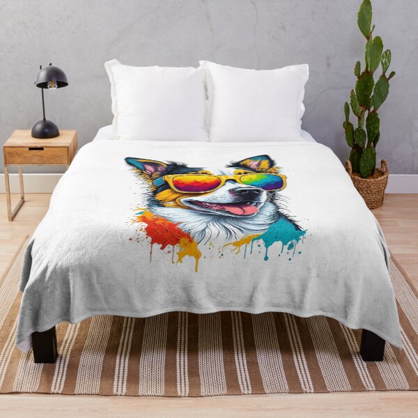 Item preview, A colorful happy dog with rainbow colored sunglasses designed and sold by DreamWorld07.