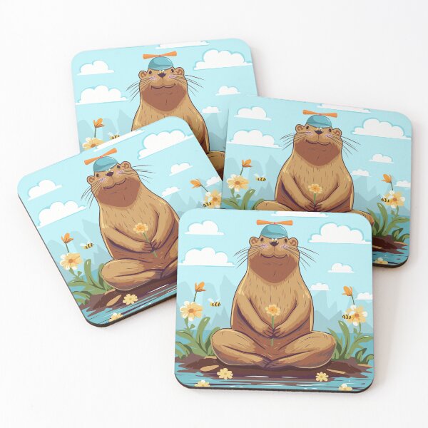 Item preview, Vector illustration of a capybara sits on a pond and holds a flower. designed and sold by AlenikArt.