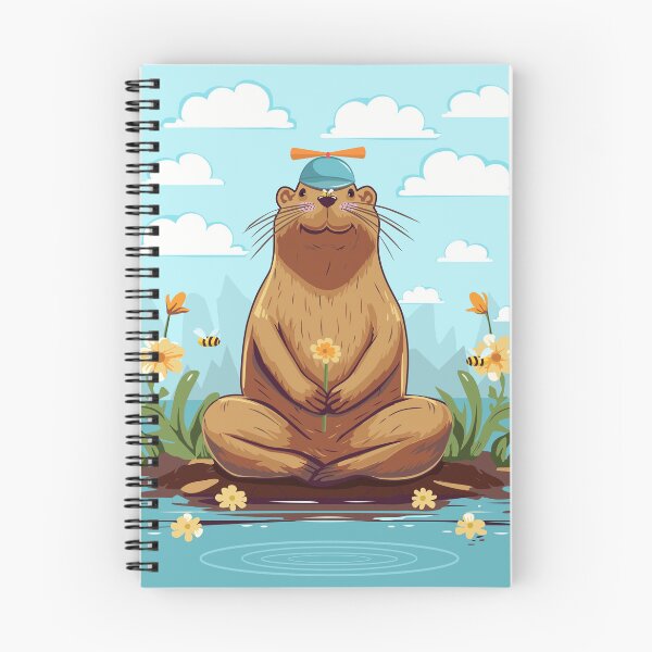 Item preview, Vector illustration of a capybara sits on a pond and holds a flower. designed and sold by AlenikArt.