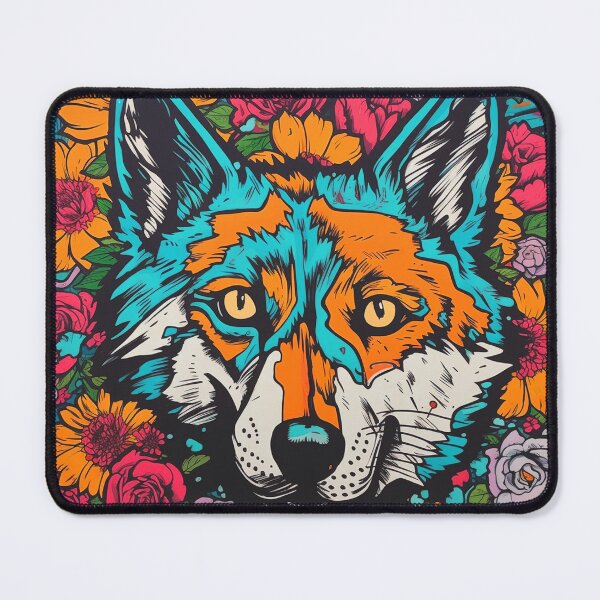 Item preview, Pop Art - Crazy wolf or fox with flowers in comic style, stickers designed and sold by SalogwynLifeArt.