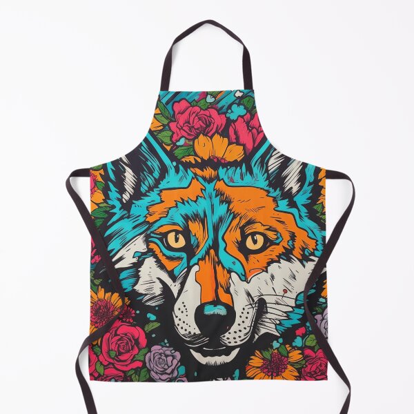 Item preview, Pop Art - Crazy wolf or fox with flowers in comic style, stickers designed and sold by SalogwynLifeArt.