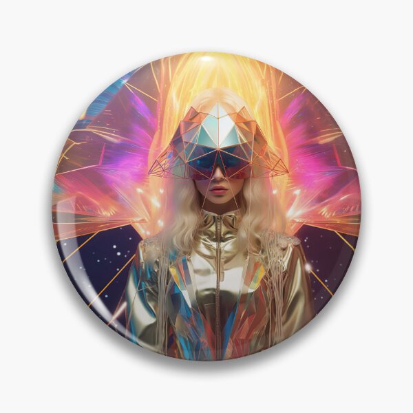 Item preview, A fantastic girl in a spacesuit of the future stands against the backdrop of space and holographic patterns designed and sold by AlenikArt.