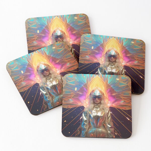 Item preview, A fantastic girl in a spacesuit of the future stands against the backdrop of space and holographic patterns designed and sold by AlenikArt.