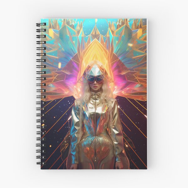 Item preview, A fantastic girl in a spacesuit of the future stands against the backdrop of space and holographic patterns designed and sold by AlenikArt.
