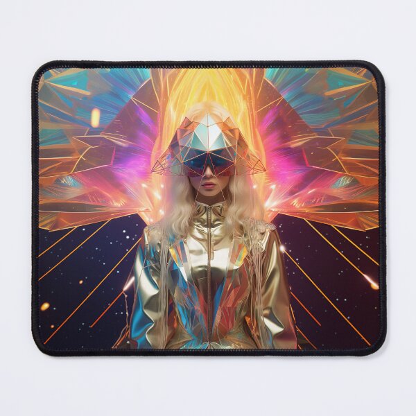 Item preview, A fantastic girl in a spacesuit of the future stands against the backdrop of space and holographic patterns designed and sold by AlenikArt.