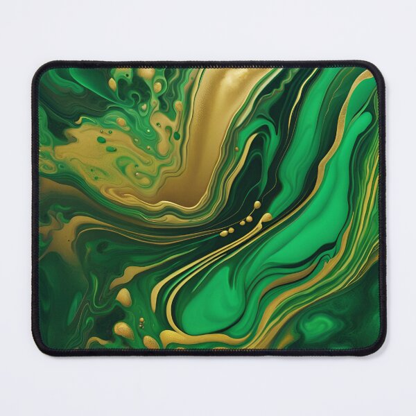 Item preview, Emerald Green and Gold Marble Fluid Painting designed and sold by KirstenStar.