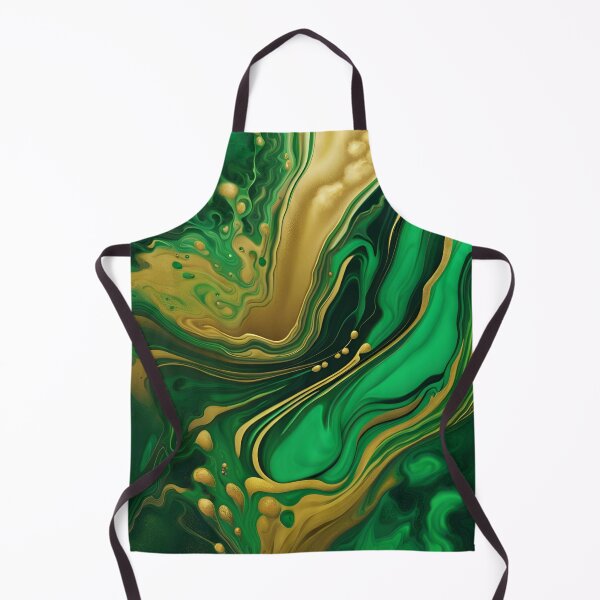 Item preview, Emerald Green and Gold Marble Fluid Painting designed and sold by KirstenStar.