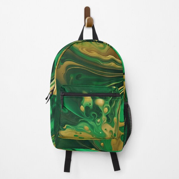 Item preview, Emerald Green and Gold Marble Fluid Painting designed and sold by KirstenStar.