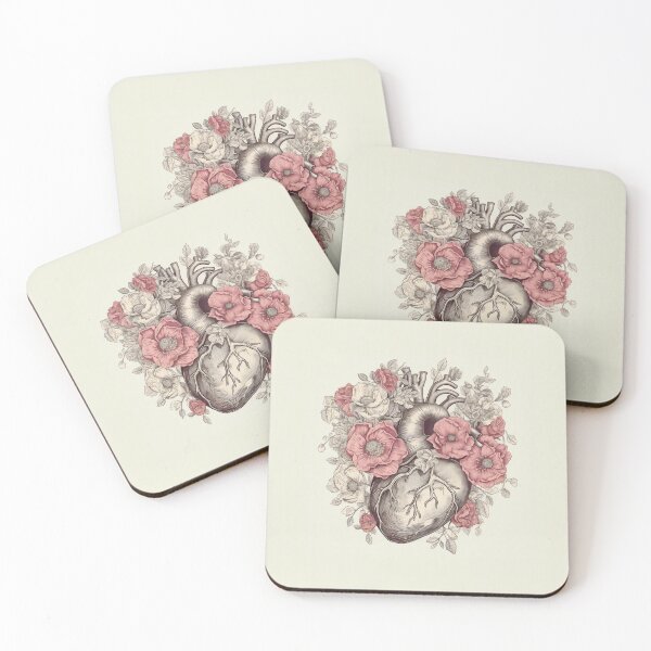 Item preview, Anatomical heart with pink flowers designed and sold by bngc.