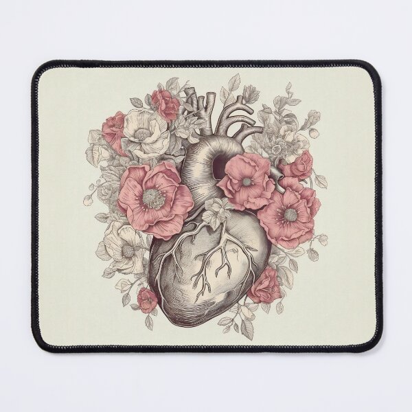 Item preview, Anatomical heart with pink flowers designed and sold by bngc.