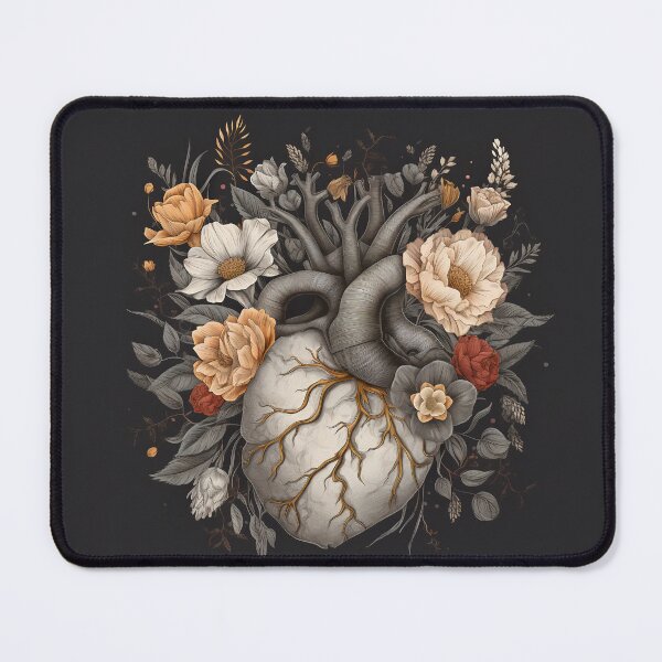 Item preview, Anatomical heart with dark flowers designed and sold by bngc.