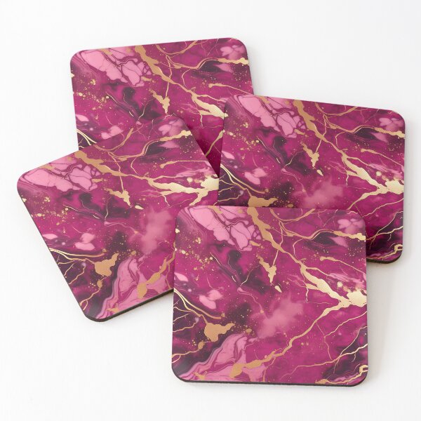 Item preview, Dark Pink Marble with Texture and Gold Flecks  designed and sold by BirdsnStuff.