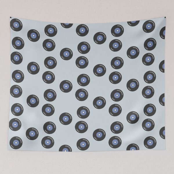 Item preview, Blue Vintage Cute Vinyl Record Digital Illustration Collection designed and sold by TheEclecticKat.