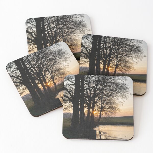 Item preview, Trees and frozen water at sunset designed and sold by Heidemüllerin.