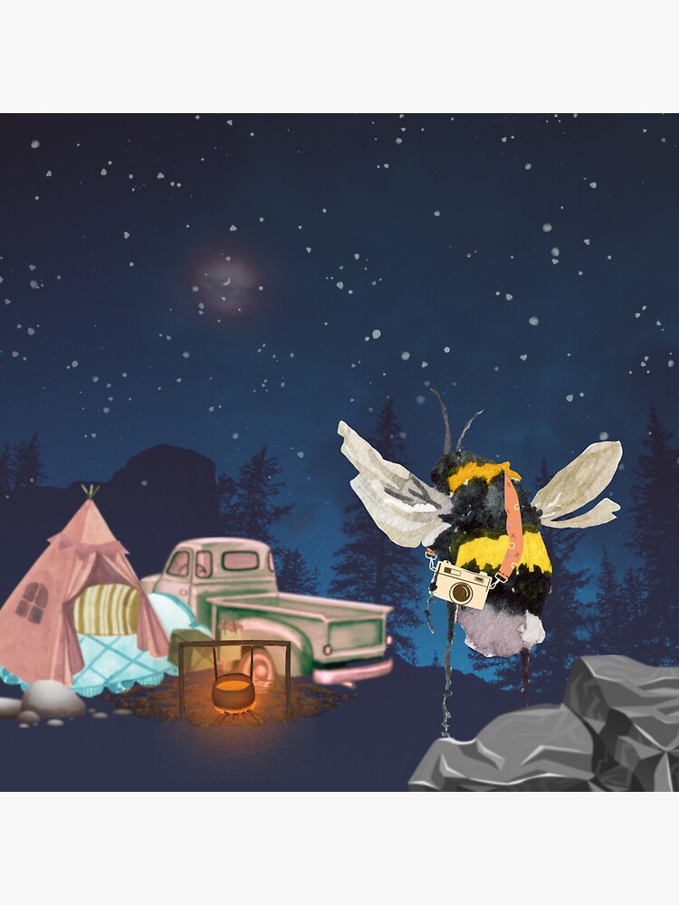 Thumbnail 3 of 3, Sticker, HappBee Camper designed and sold by BumbleBrush23.