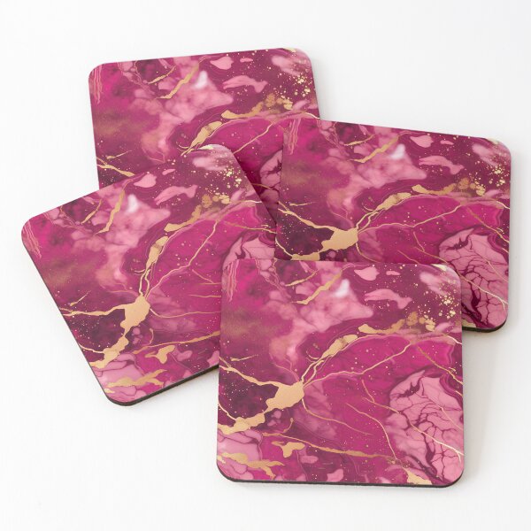Item preview, Dark Pink Marble with Texture and Gold Flecks  designed and sold by BirdsnStuff.