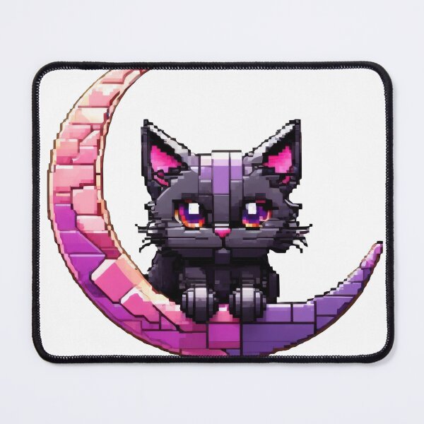 Item preview, Black Cat Pixel Art Crescent Moon designed and sold by tankuss.
