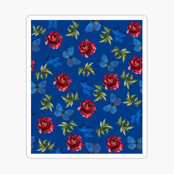 Item preview, Aesthetic flower butterfly pattern - beautiful blue floral print designed and sold by Smitzprints.