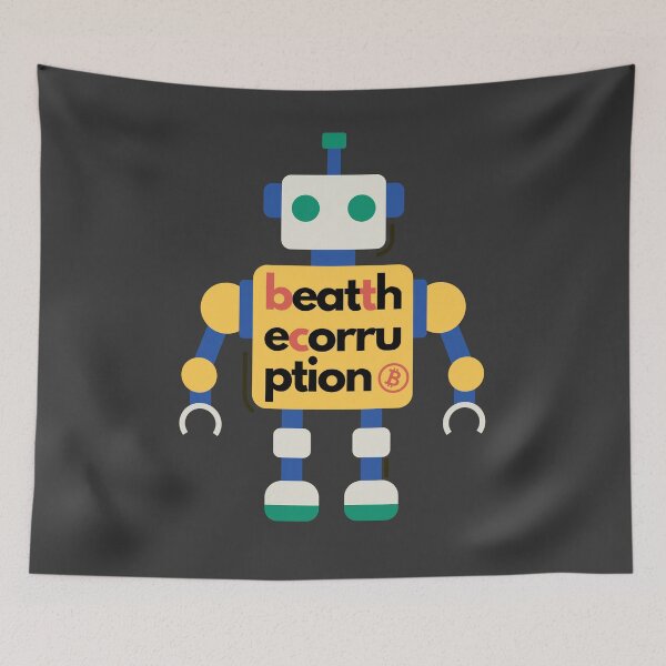 Item preview, Beat The Corruption, Cute Vintage Robot - Bitcoin Logo designed and sold by GetCryptoSwag.