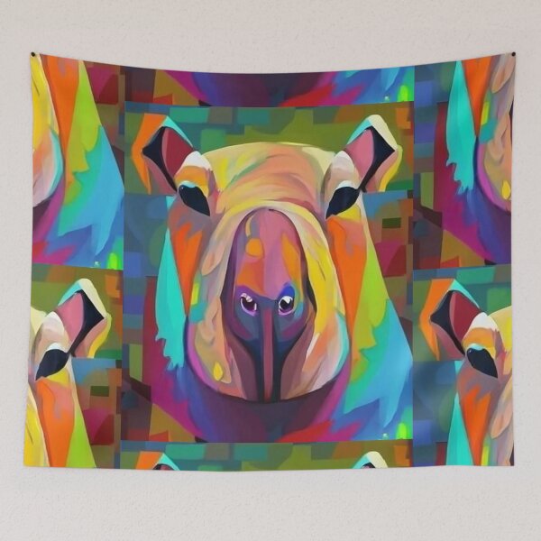 Item preview, Funny Colorful Capybara Abstract Art Cubism Art designed and sold by Nature's Fancy.