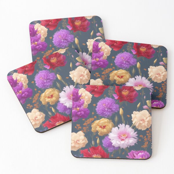 Item preview, Fabulous flowers of red and blue on a golden background designed and sold by asbno19.