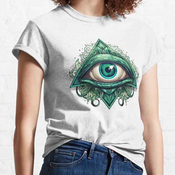 All Seeing Eye Cloud Lightning Bolt Occult Eyeball Aesthetic Premium T-Shirt