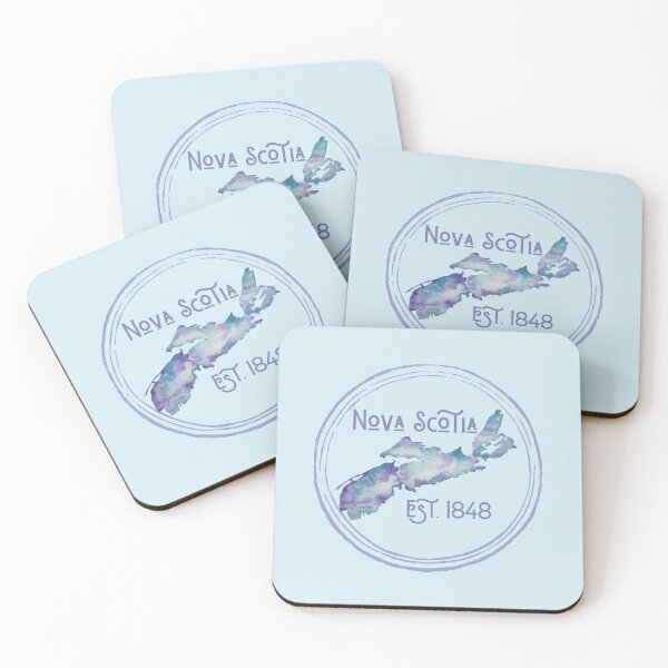 Item preview, Nova Scotia est. 1848 circle outline- watercolor in purple and blue designed and sold by JewelsNova.