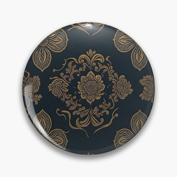 Artikelvorschau, Abstraktes Blumenmuster, nahtloses Design, marineblau, schwarz und golden floral. entworfen und verkauft von athurbubble.