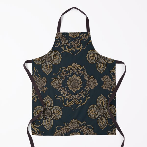 Artikelvorschau, Abstraktes Blumenmuster, nahtloses Design, marineblau, schwarz und golden floral. entworfen und verkauft von athurbubble.