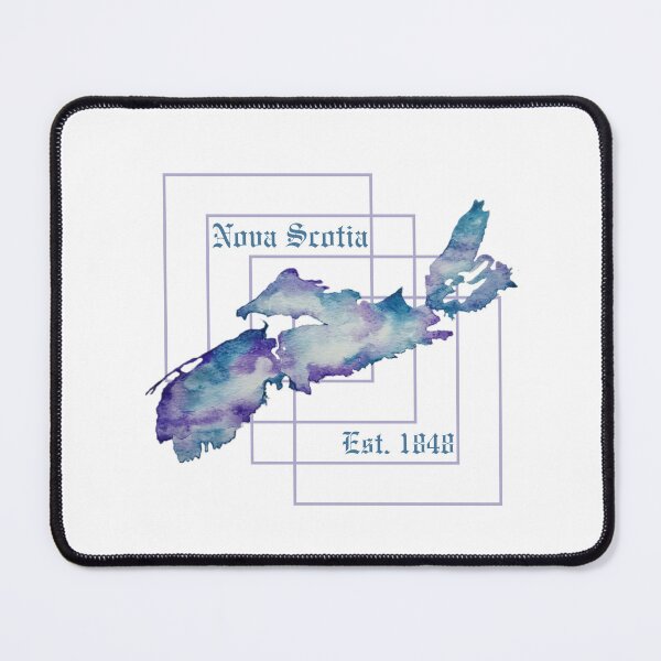 Item preview, Nova Scotia est. 1848 square pop out background-watercolor in purple and blue designed and sold by JewelsNova.